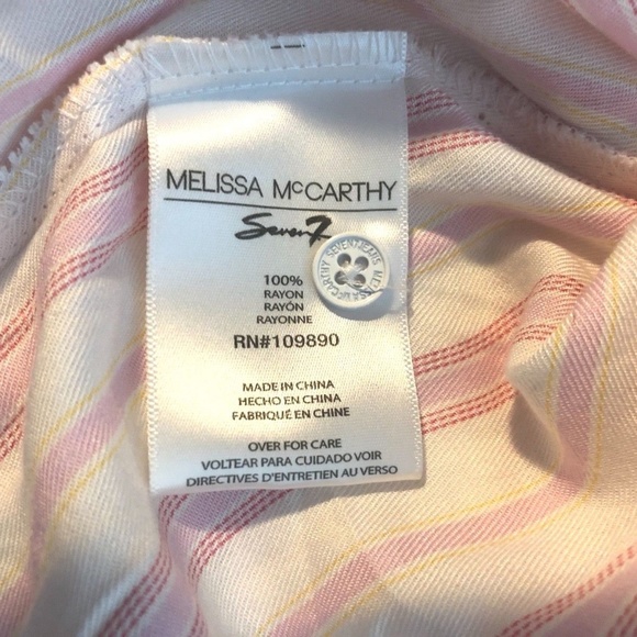 Melissa McCarthy Seven7 Women's Pink Striped Button Up Tunic Top 0X/XXL - Picture 16 of 16